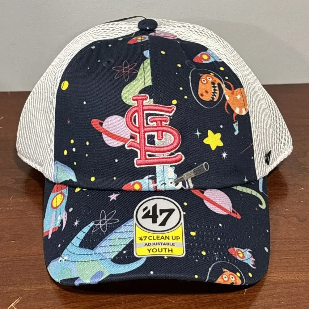 '47 Brand St Louis Cardinals Youth Hat Boys Blue Snapback Trucker Mesh MLB New